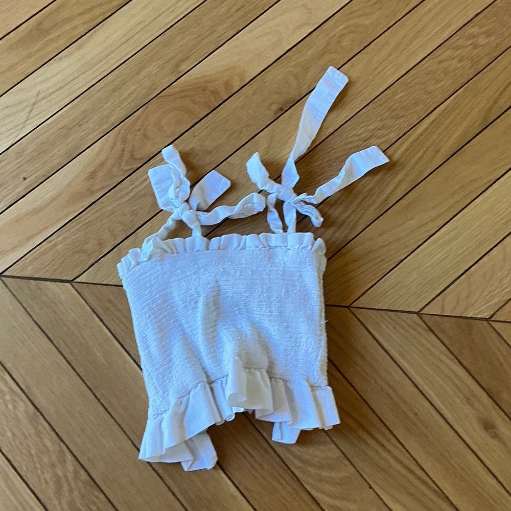 White Ruffled Crop Top